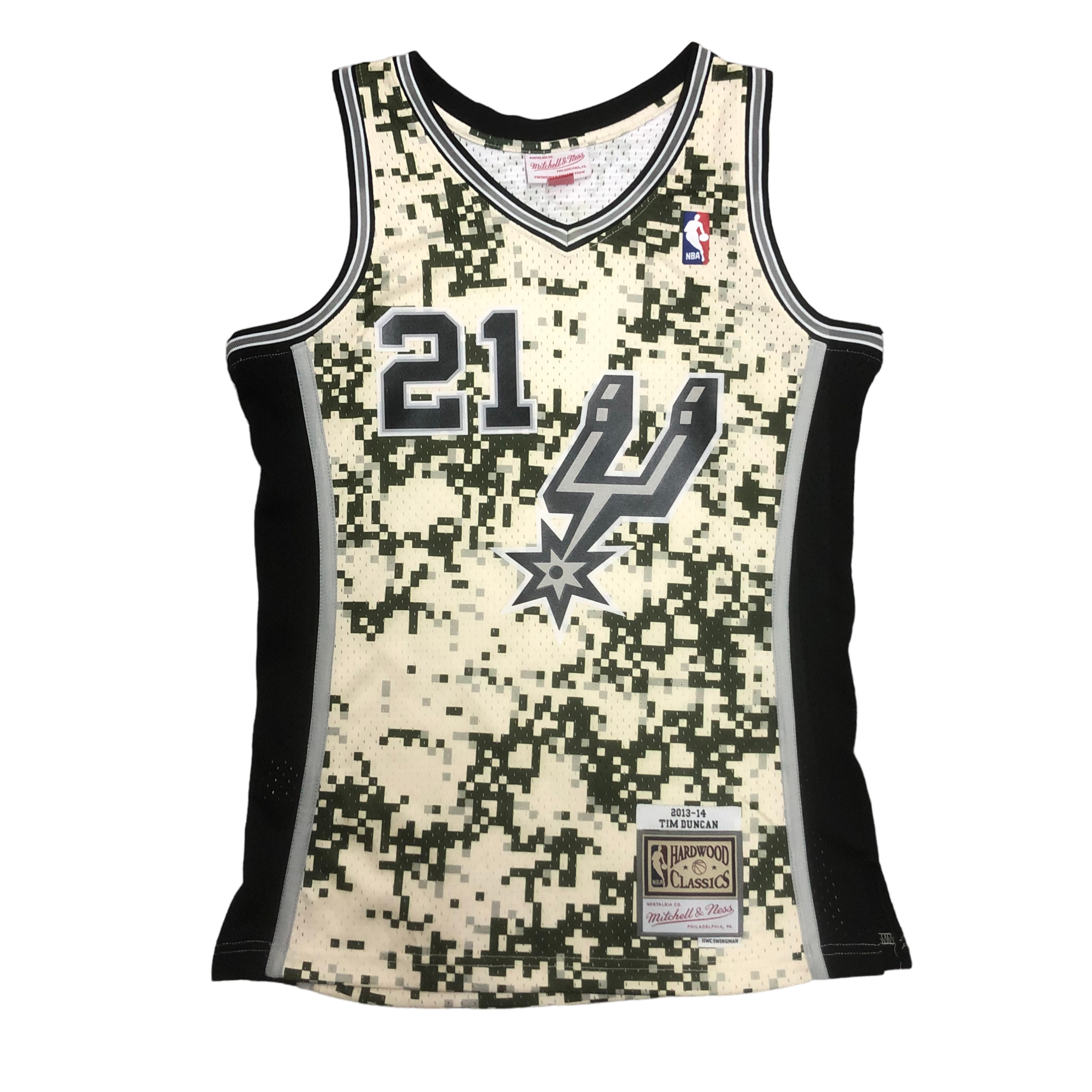 2013-14 San Antonio Spurs (Tim Duncan) Black & White Classics Jersey