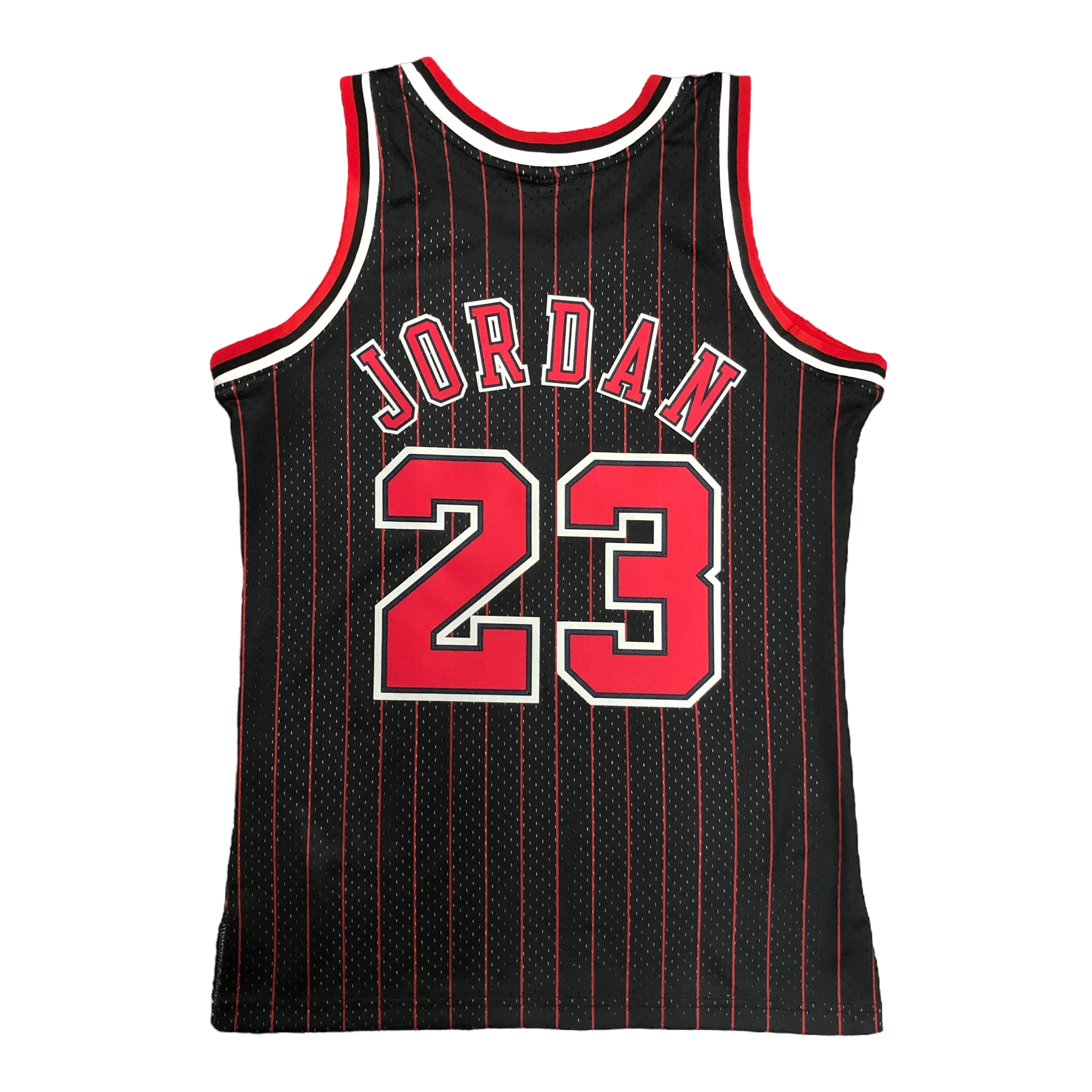 1995-96 Chicago Bulls (Michael Jordan) Black Striped Classics Jersey