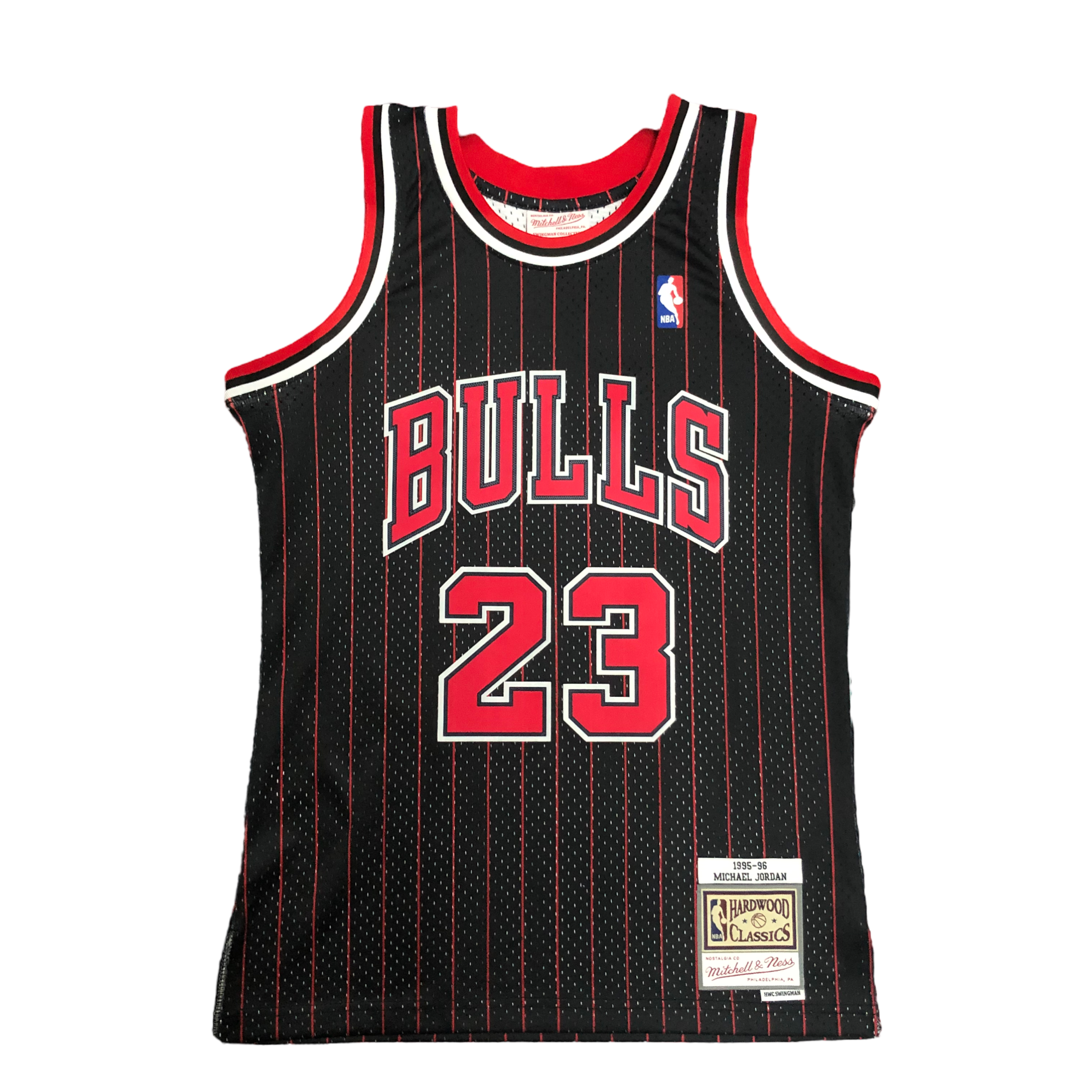 1995-96 Chicago Bulls (Michael Jordan) Black Striped Classics Jersey